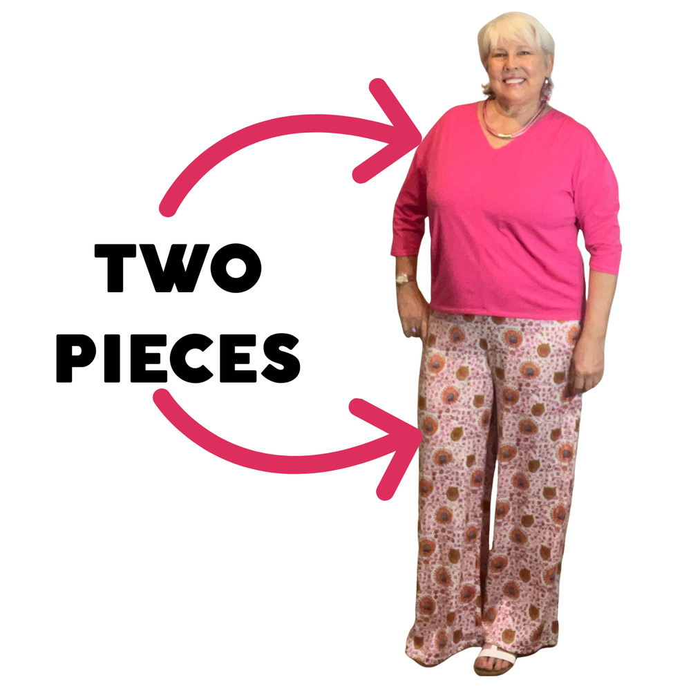 Pink Juniper + Lime Top & Floral Bunulu Palazzo Pants Set (XL) WORN ONCE
